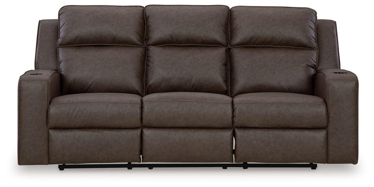 Signature Design by Ashley® - Lavenhorne - Granite - Rec Sofa W/Drop Down Table - 5th Avenue Furniture