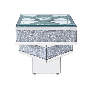 ACME - Noralie - End Table - Mirrored & Faux Diamonds - 5th Avenue Furniture