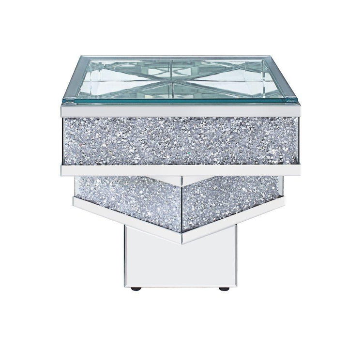 ACME - Noralie - End Table - Mirrored & Faux Diamonds - 5th Avenue Furniture