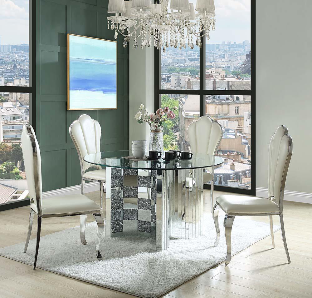 ACME - Noralie - Dining Table - Mirrored - 30" - 5th Avenue Furniture