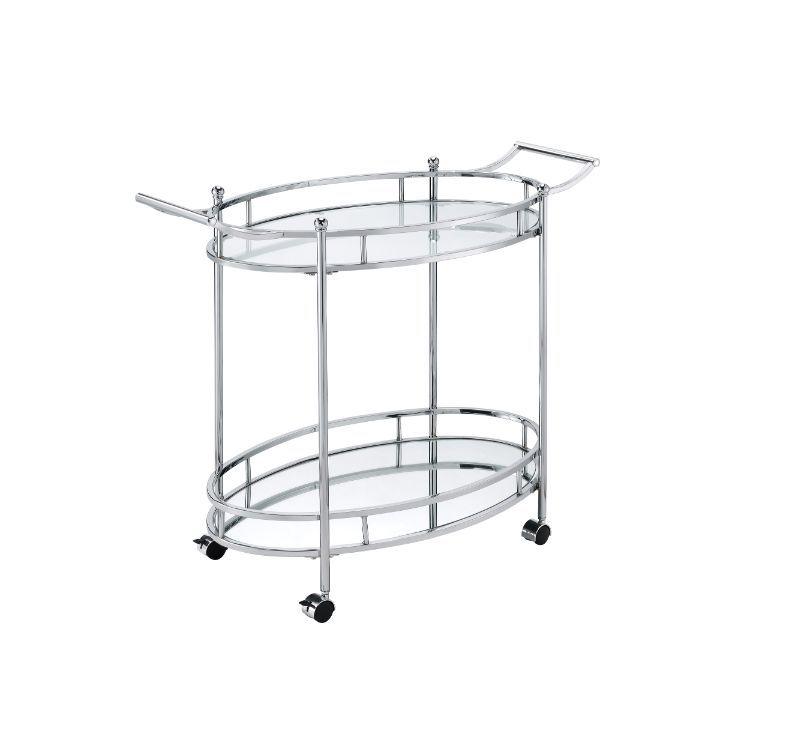 ACME - Jinx - Serving Cart - Clear Glass & Chrome Finish - 5th Avenue Furniture