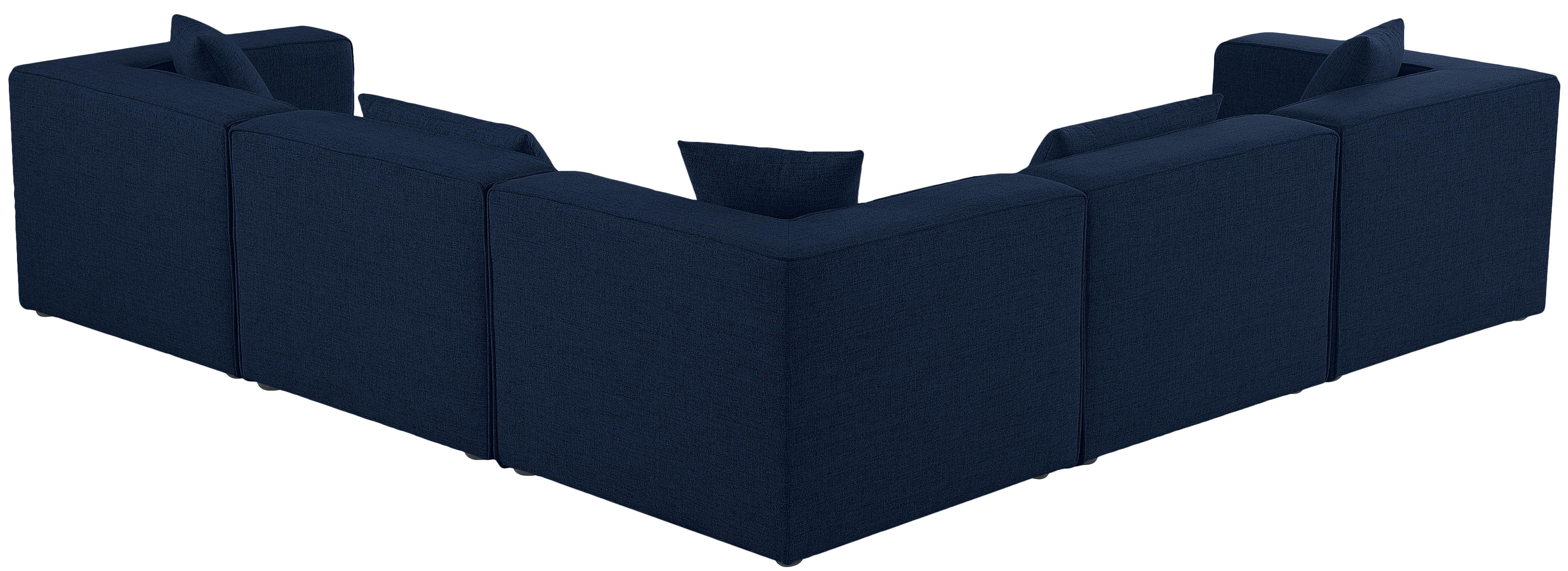 Meridian Furniture - Cube - Modular Sectional 5 Piece - Navy - 5th Avenue Furniture