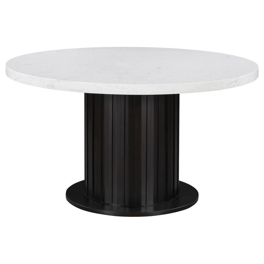 CoasterEssence - Sherry - Round Dining Table - Rustic Espresso And White - 5th Avenue Furniture