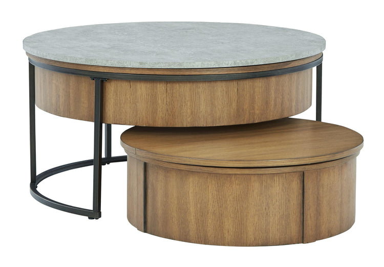 Signature Design by Ashley® - Fridley - Gray / Brown / Black - Nesting Cocktail Tables (Set of 2) - 5th Avenue Furniture