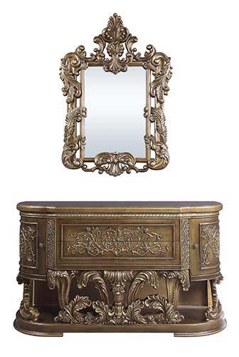 ACME - Constantine - Mirror - Brown & Gold Finish - 5th Avenue Furniture