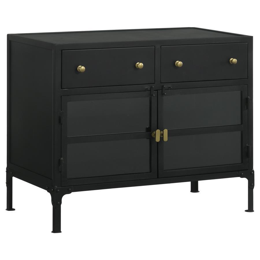 CoasterElevations - Sadler - 2-Drawer Accent Cabinet With Glass Doors - Black - 5th Avenue Furniture