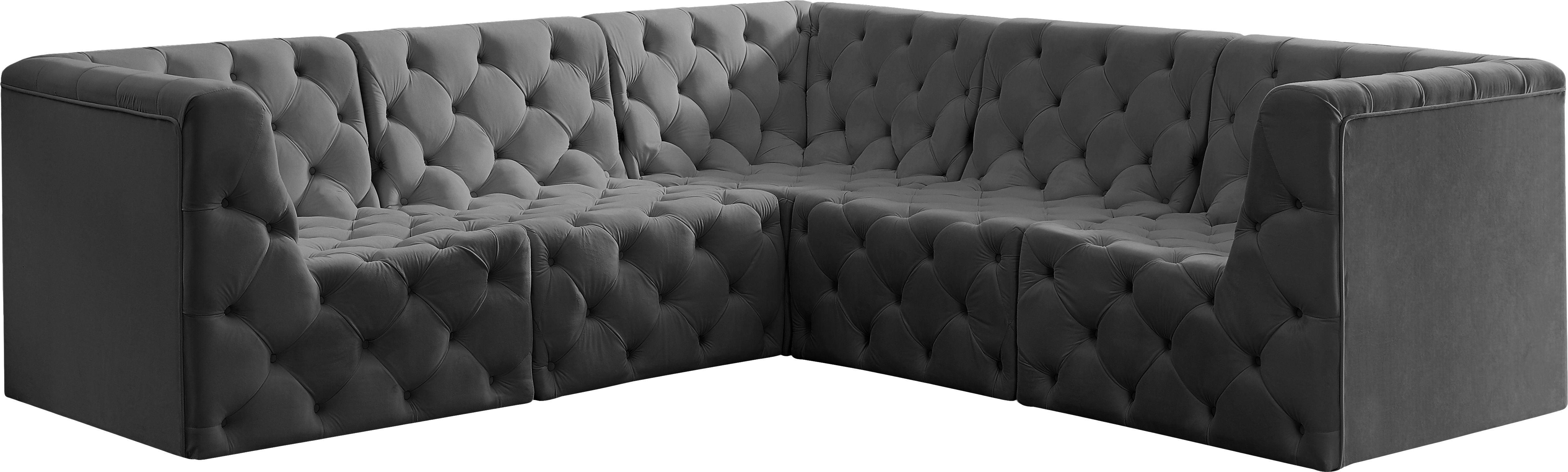 Meridian Furniture - Tuft - Modular Sectional 5 Piece - Gray - 5th Avenue Furniture