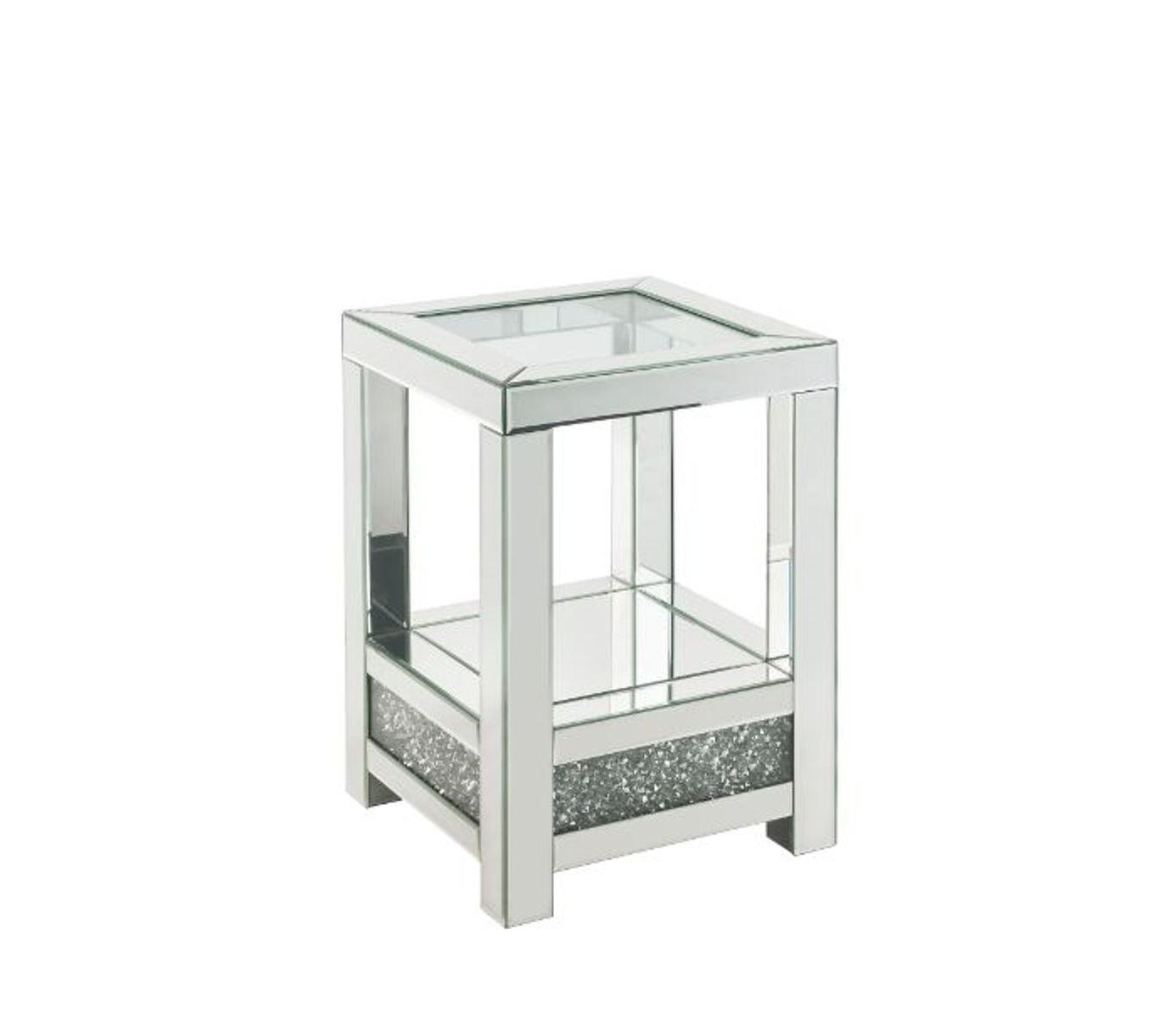 ACME - Noralie - End Table - Mirrored & Faux Diamonds - 24" - 5th Avenue Furniture