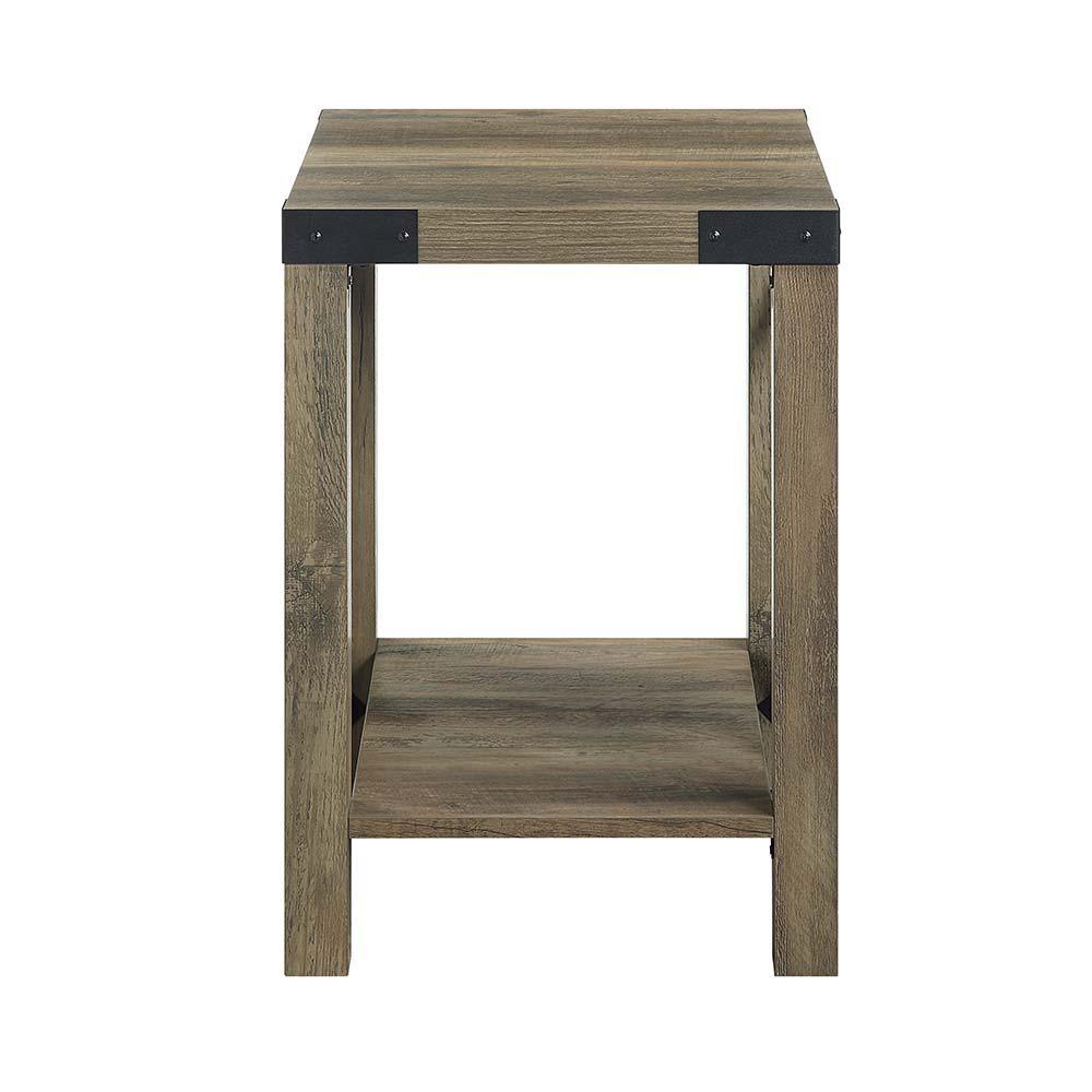 ACME - Abiram - End Table - Rustic Oak Finish - 5th Avenue Furniture