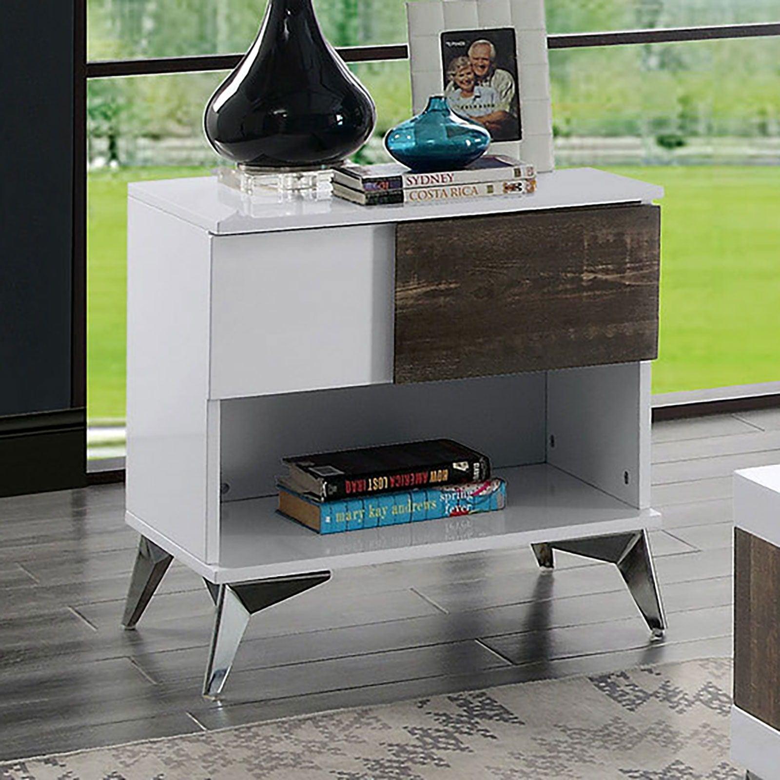 Furniture of America - Corinne - End Table - White / Distressed Dark Oak - 5th Avenue Furniture