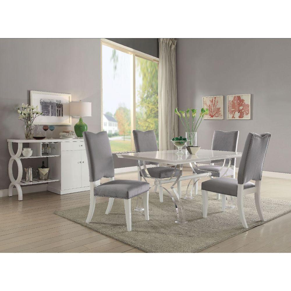ACME - Martinus - Dining Table - White High Gloss & Clear Acrylic - 5th Avenue Furniture