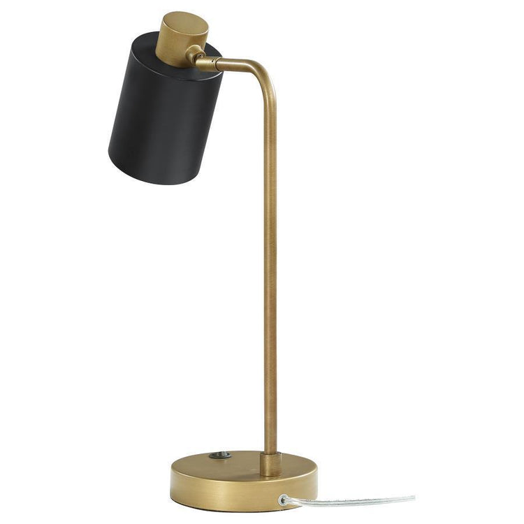 CoasterEssence - Cherise - Adjustable Shade Table Lamp - Antique Brass And Matte Black - 5th Avenue Furniture