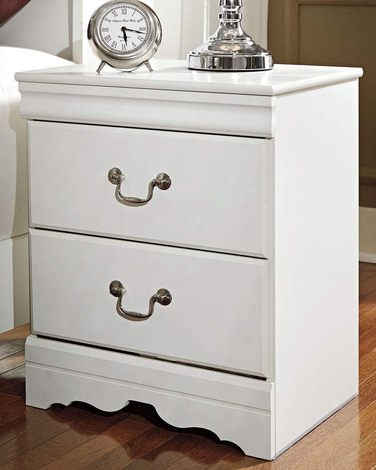 Ashley Furniture - Anarasia - White - Two Drawer Night Stand - 5th Avenue Furniture