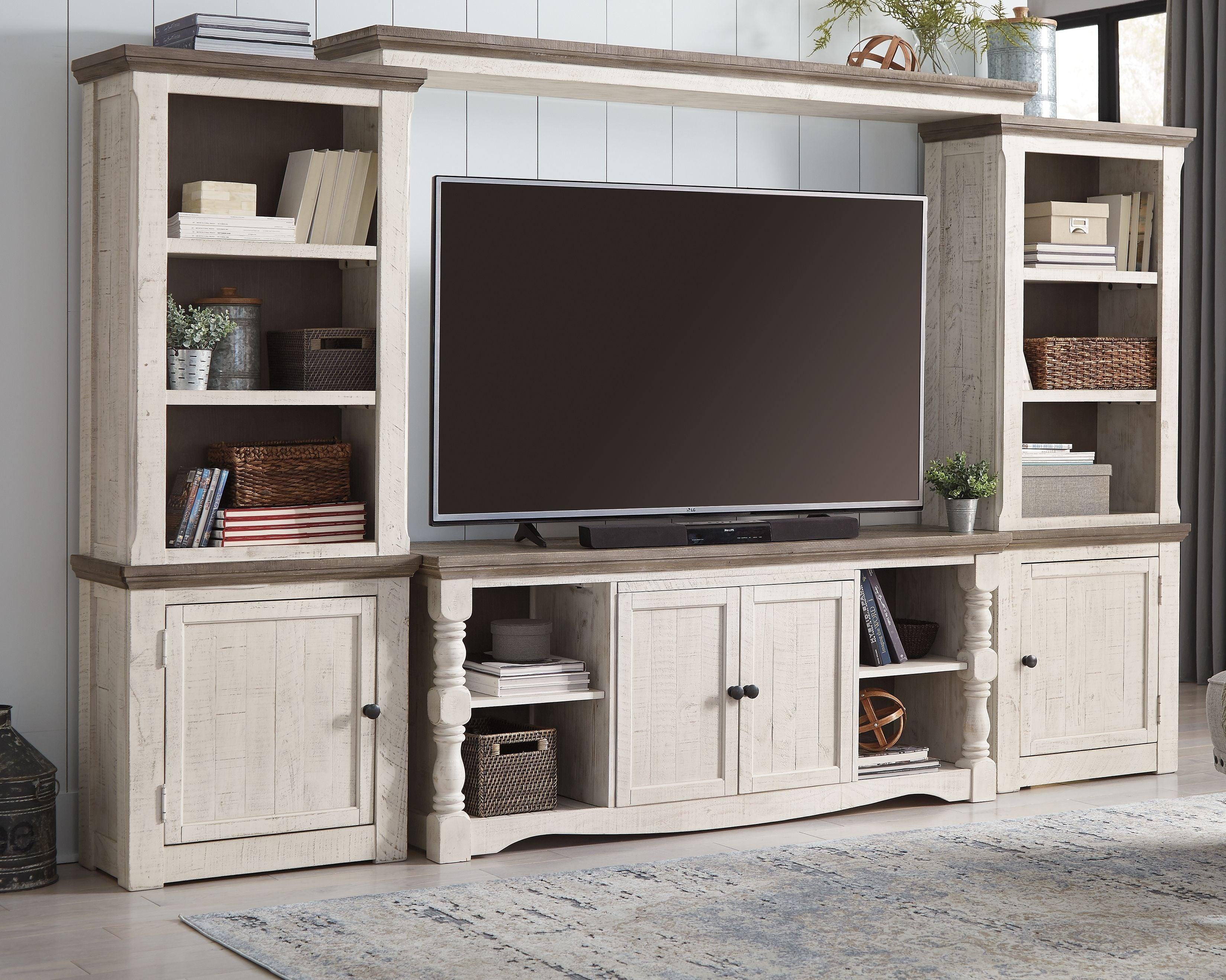 Signature Design by Ashley® - Havalance - Brown / Beige - 4 Pc. - Entertainment Center - 67" TV Stand - 5th Avenue Furniture