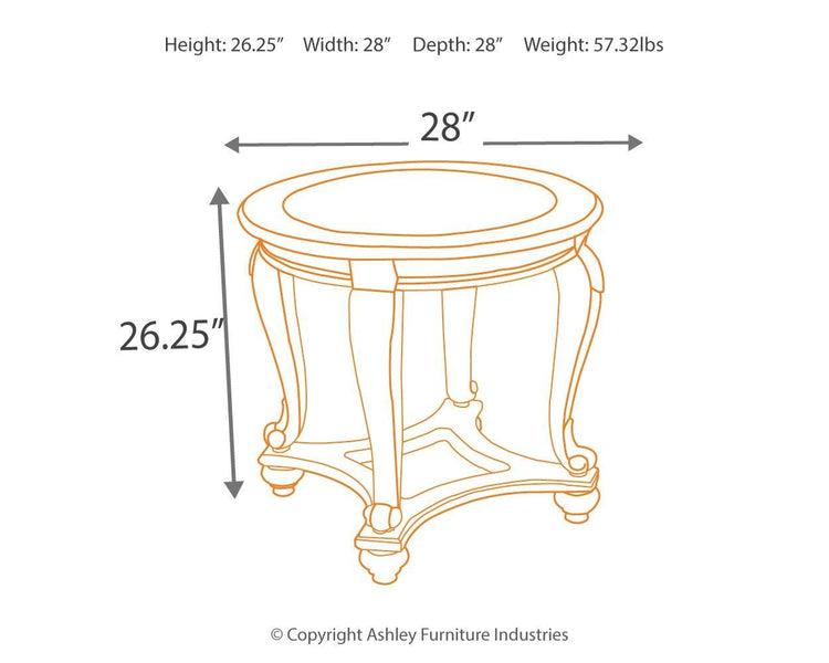 Ashley Furniture - Norcastle - Dark Brown - Round End Table - 5th Avenue Furniture