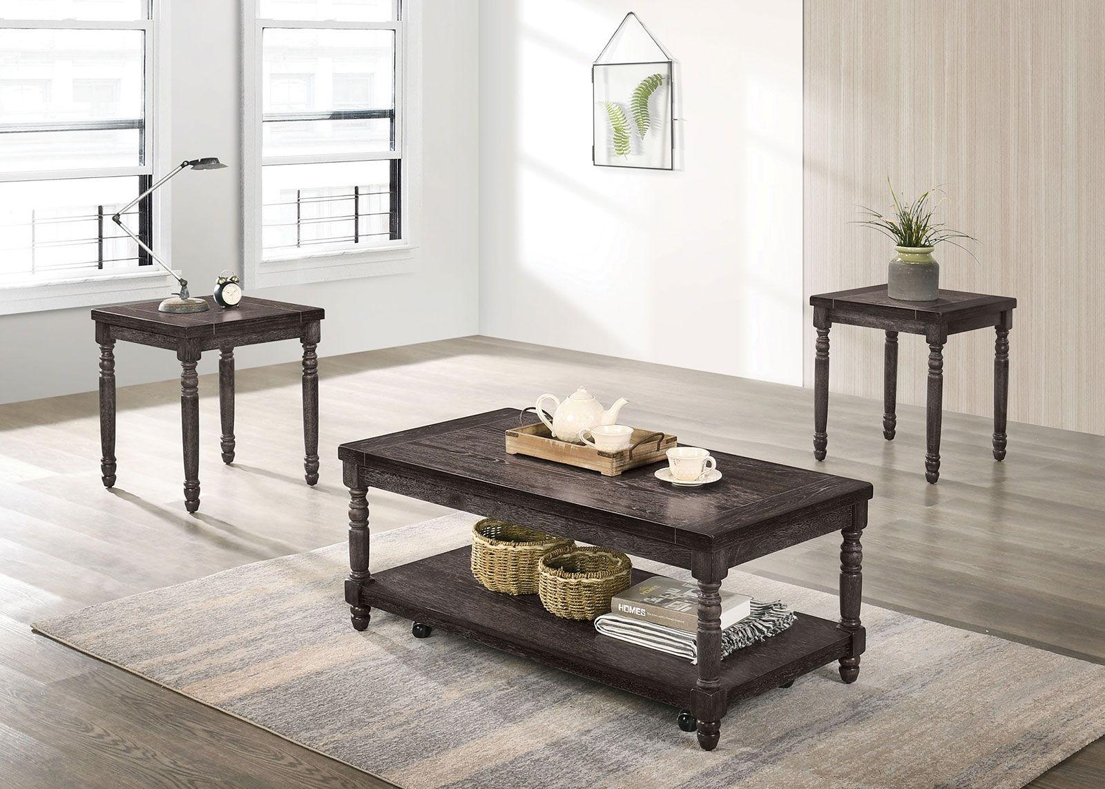 Furniture of America - Monango - 3 Piece Table Set - Weathered Gray - 5th Avenue Furniture