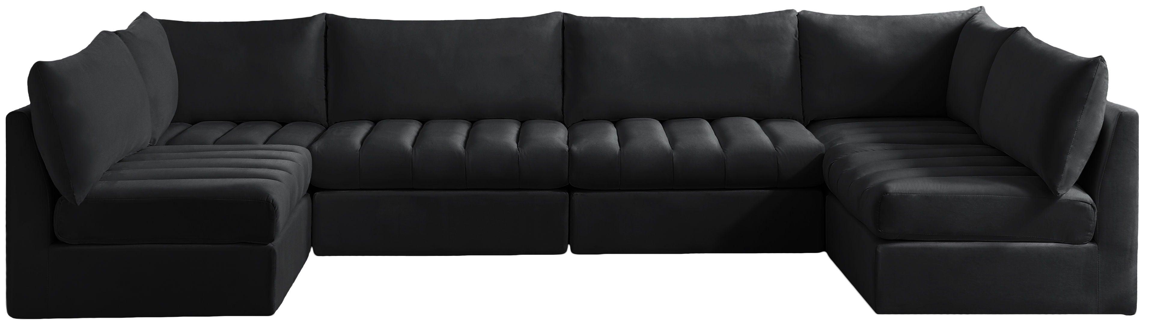 Meridian Furniture - Jacob - Modular Sectional 6 Piece - Black - 5th Avenue Furniture