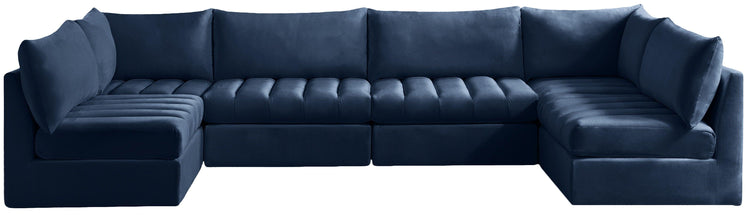 Meridian Furniture - Jacob - Modular Sectional 6 Piece - Navy - 5th Avenue Furniture