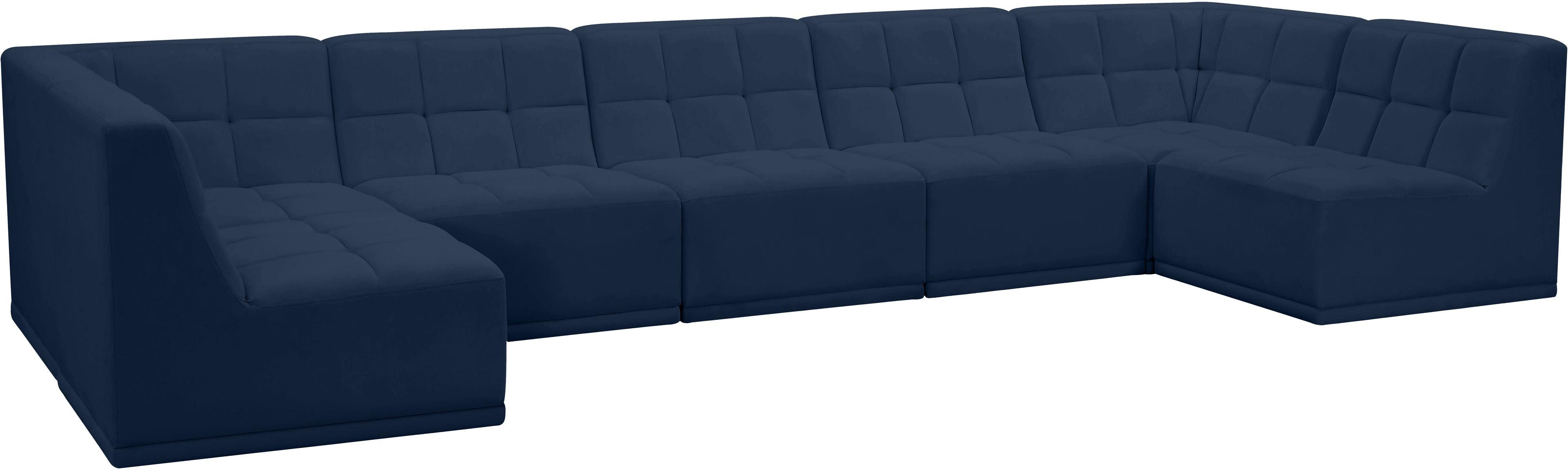 Meridian Furniture - Relax - Modular Sectional 7 Piece - Navy - 5th Avenue Furniture