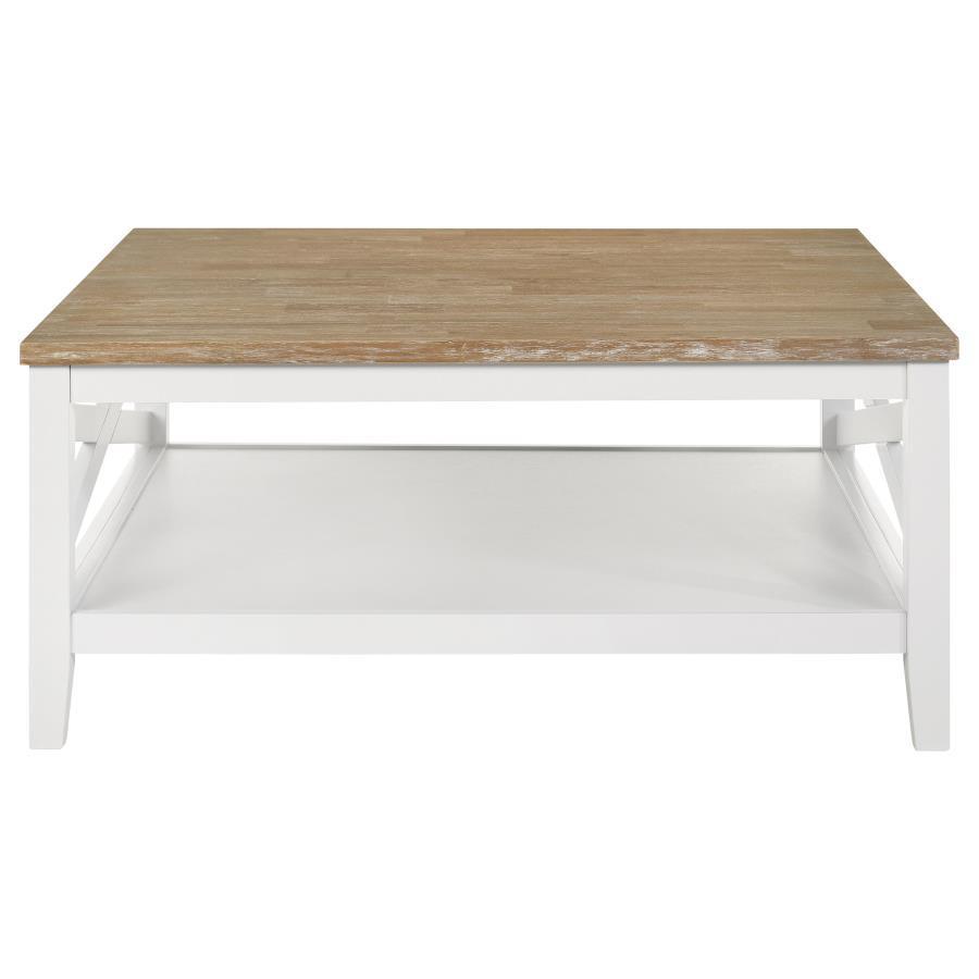 Coaster Fine Furniture - Maisy - Square Wooden Coffee Table With Shelf - Brown And White - 5th Avenue Furniture