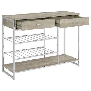 Coaster Fine Furniture - Melrose - Bar Cabinet - Gray Washed Oak And Chrome - 5th Avenue Furniture