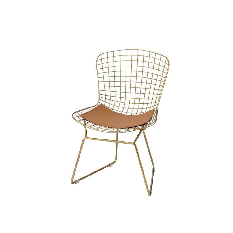 ACME - Achellia - Side Chair (Set of 2) - Whiskey PU & Gold - 5th Avenue Furniture