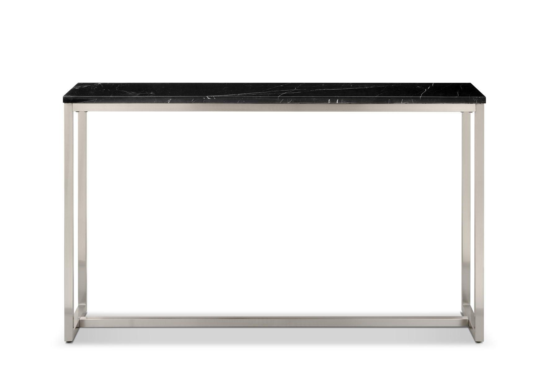 Magnussen Furniture - Kira - Rectangular Sofa Table - Black Marble And Brushed Nickel - 5th Avenue Furniture