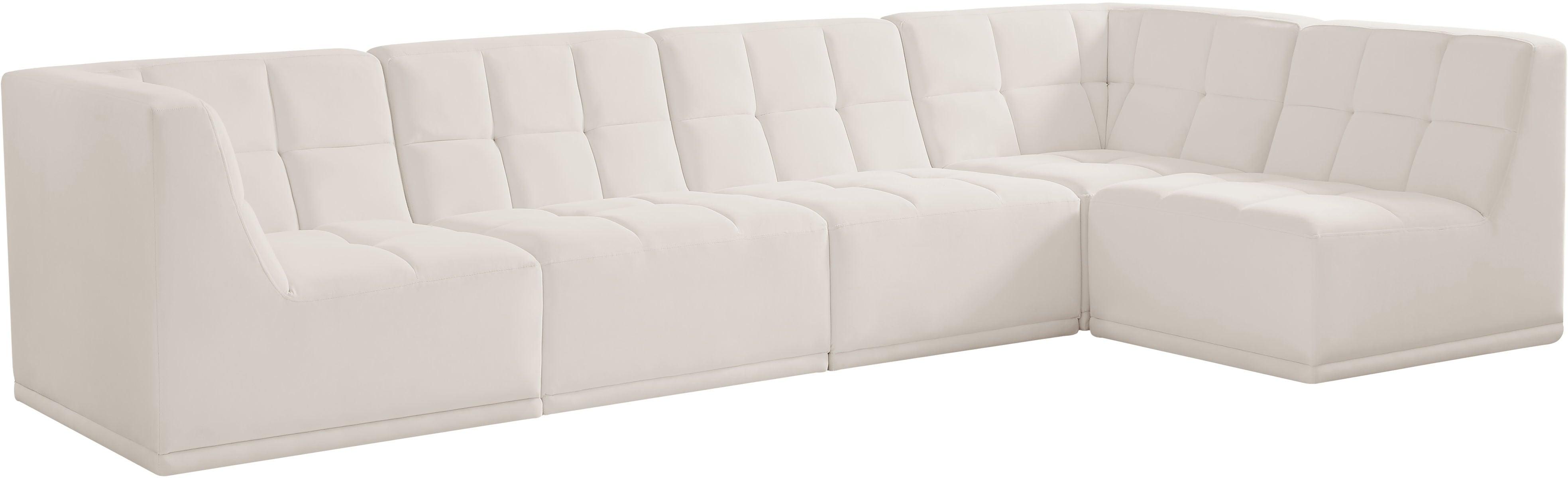 Meridian Furniture - Relax - Modular Sectional 5 Piece - Cream - Fabric - 5th Avenue Furniture
