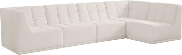 Meridian Furniture - Relax - Modular Sectional 5 Piece - Cream - Fabric - 5th Avenue Furniture