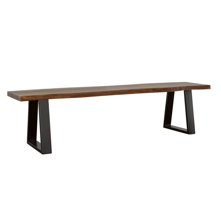 CoasterElevations - Ditman - Live Edge Dining Bench - Gray Sheesham And Black - 5th Avenue Furniture