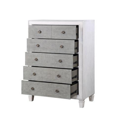 ACME - Katia - Chest - Rustic Gray & White Finish - 5th Avenue Furniture