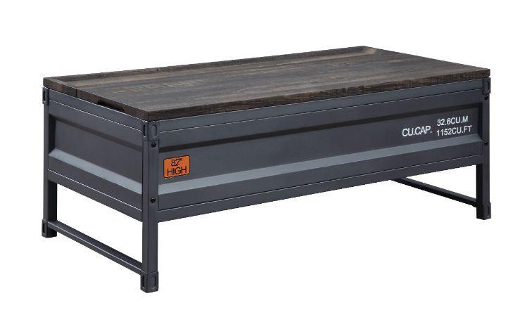 ACME - Cargo - Coffee Table - Weathered Oak & Gunmetal Finish - 5th Avenue Furniture