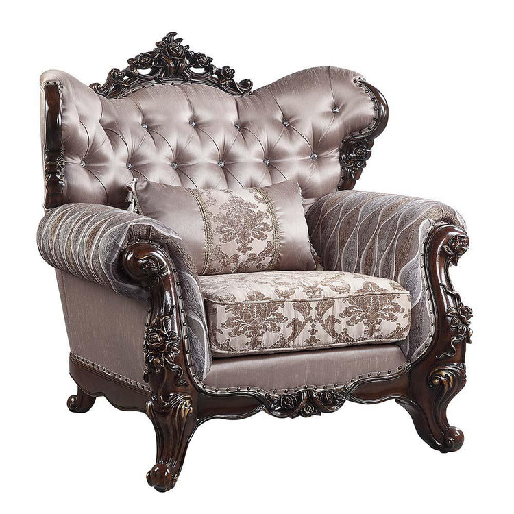 ACME - Benbek - Chair - Fabric & Antique Oak Finish - 5th Avenue Furniture