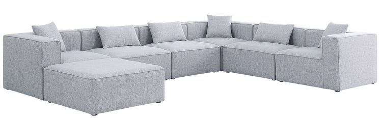 Meridian Furniture - Cube - Modular Sectional 7 Piece - Gray - Fabric - 5th Avenue Furniture