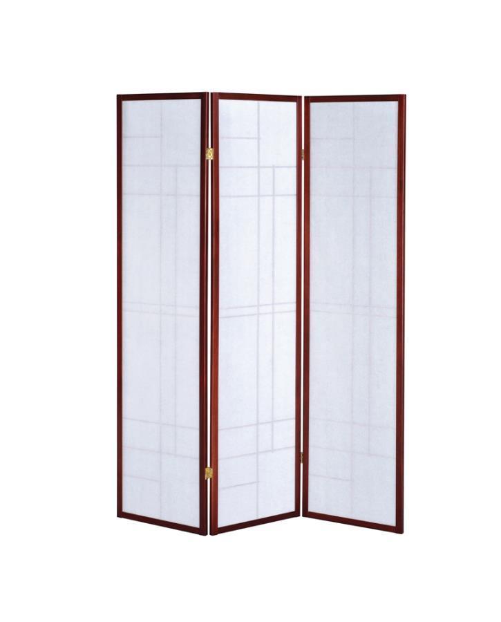 CoasterEveryday - Katerina - 3-Panel Folding Floor Screen - White And Cherry - 5th Avenue Furniture