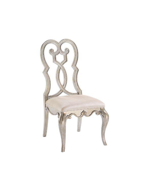 ACME - Esteban - Side Chair (Set of 2) - Ivory Velvet & Antique Champagne Finish - 5th Avenue Furniture