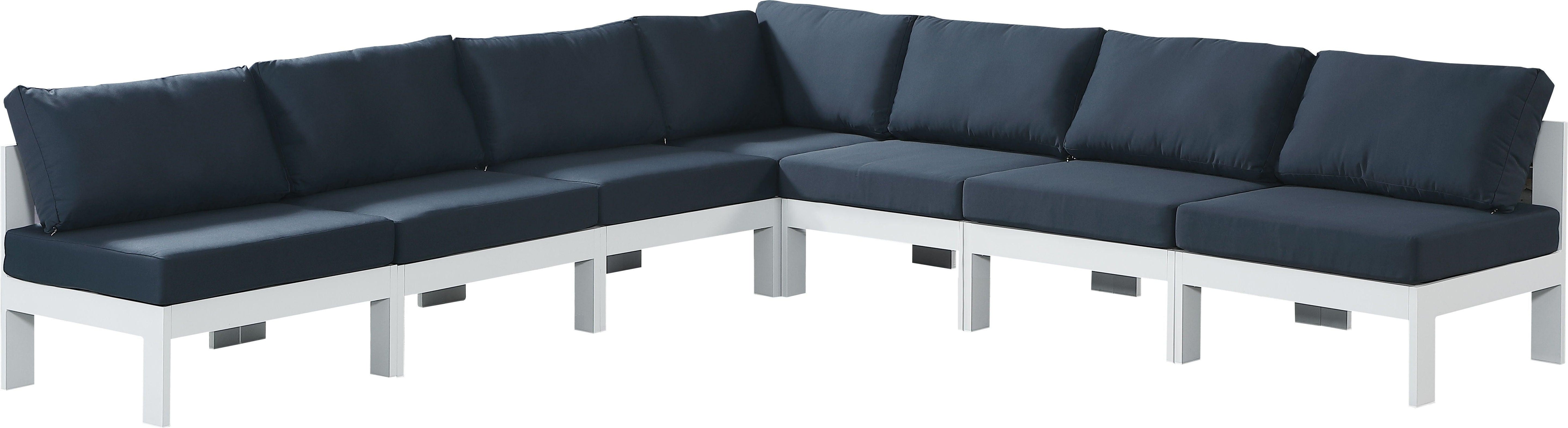 Meridian Furniture - Nizuc - Outdoor Patio Modular Sectional 7 Piece - Navy - Fabric - 5th Avenue Furniture