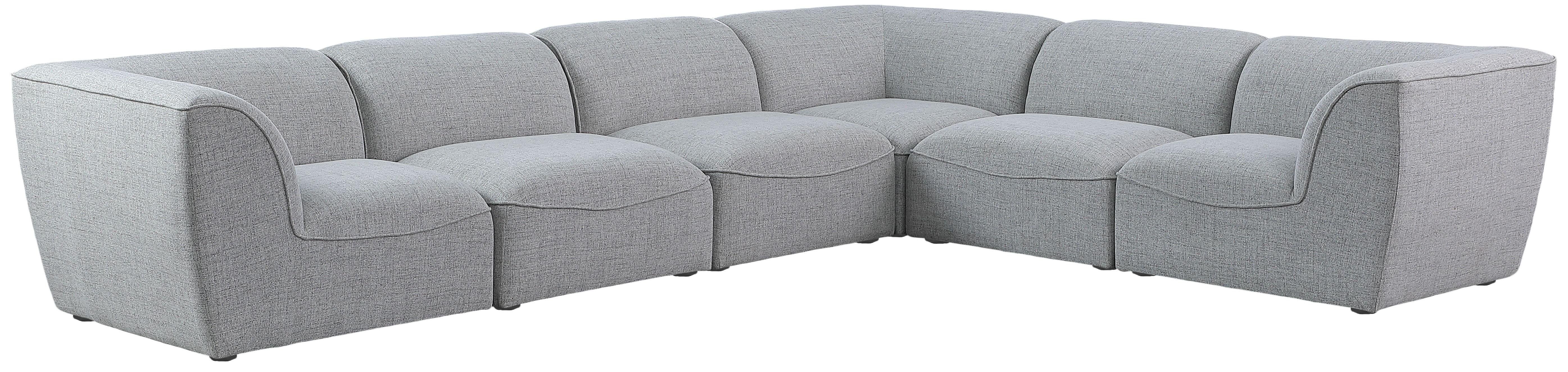 Meridian Furniture - Miramar - Modular Sectional 6 Piece - Gray - Fabric - Modern & Contemporary - 5th Avenue Furniture