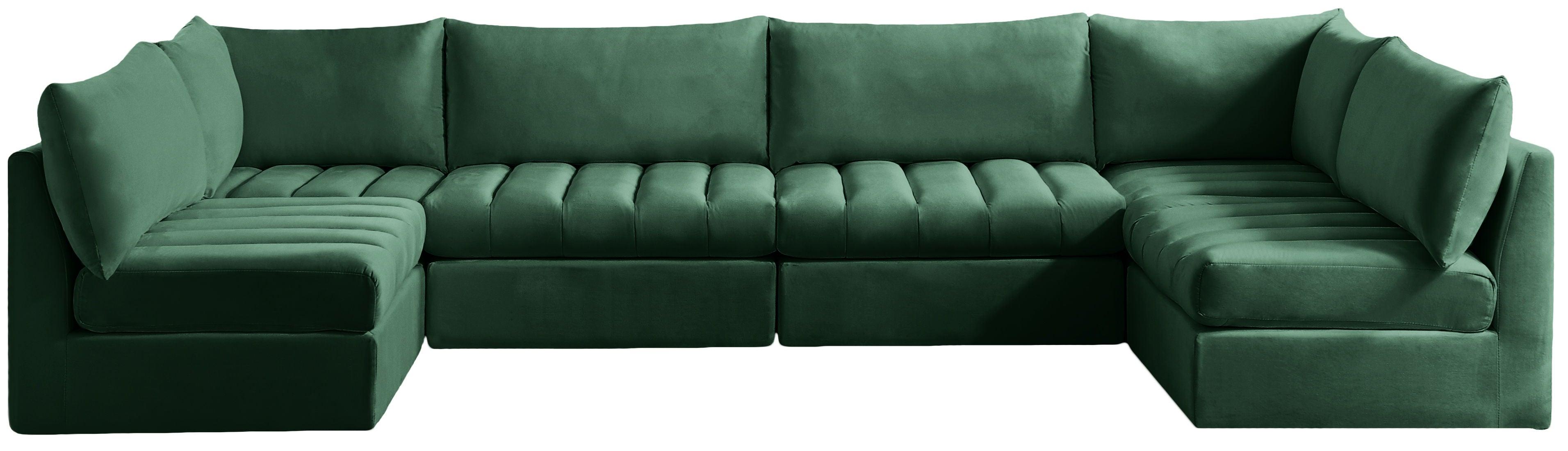 Meridian Furniture - Jacob - Modular Sectional 6 Piece - Green - 5th Avenue Furniture