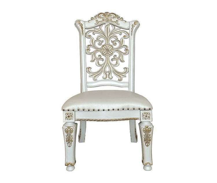 ACME - Vendom - Side Chair (Set of 2) - PU & Antique Pearl Finish - 48" - 5th Avenue Furniture