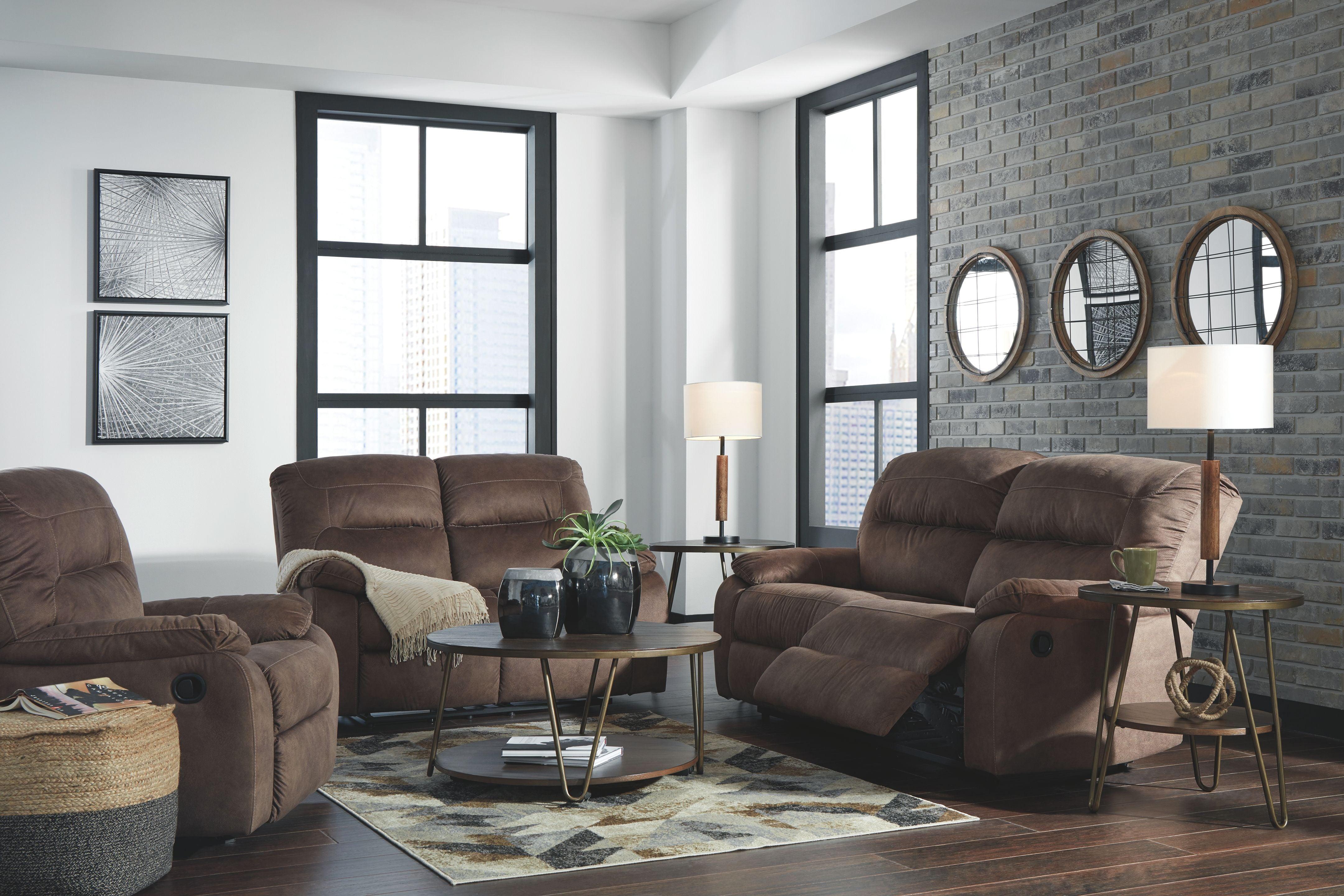 Signature Design by Ashley® - Bolzano - Coffee - 3 Pc. - Reclining Sofa, Loveseat, Rocker Recliner - 5th Avenue Furniture