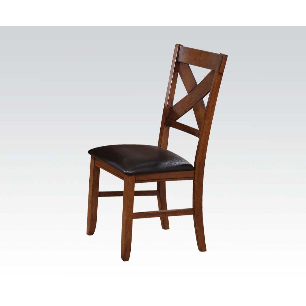 ACME - Apollo - Side Chair (Set of 2) - Espresso PU & Walnut - 5th Avenue Furniture