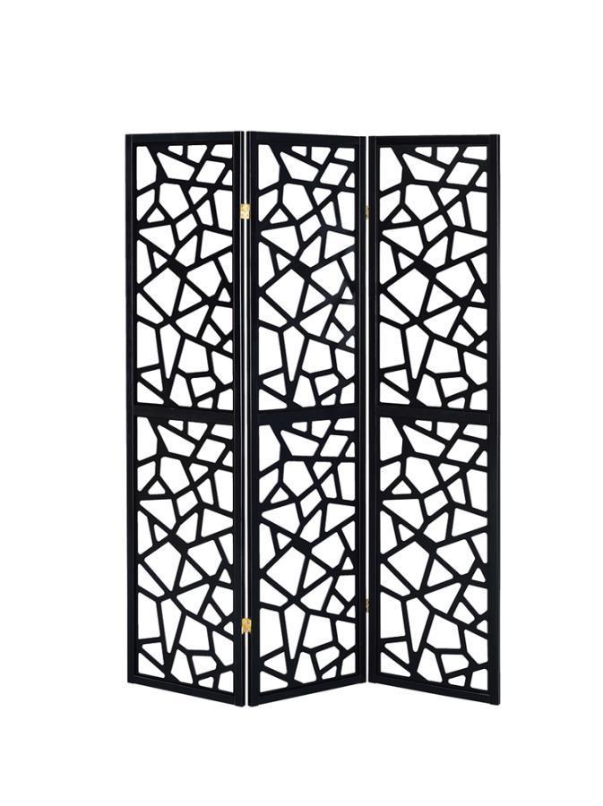CoasterEveryday - Nailan - 3-panel Open Mosaic Pattern Room Divider - Black - 5th Avenue Furniture