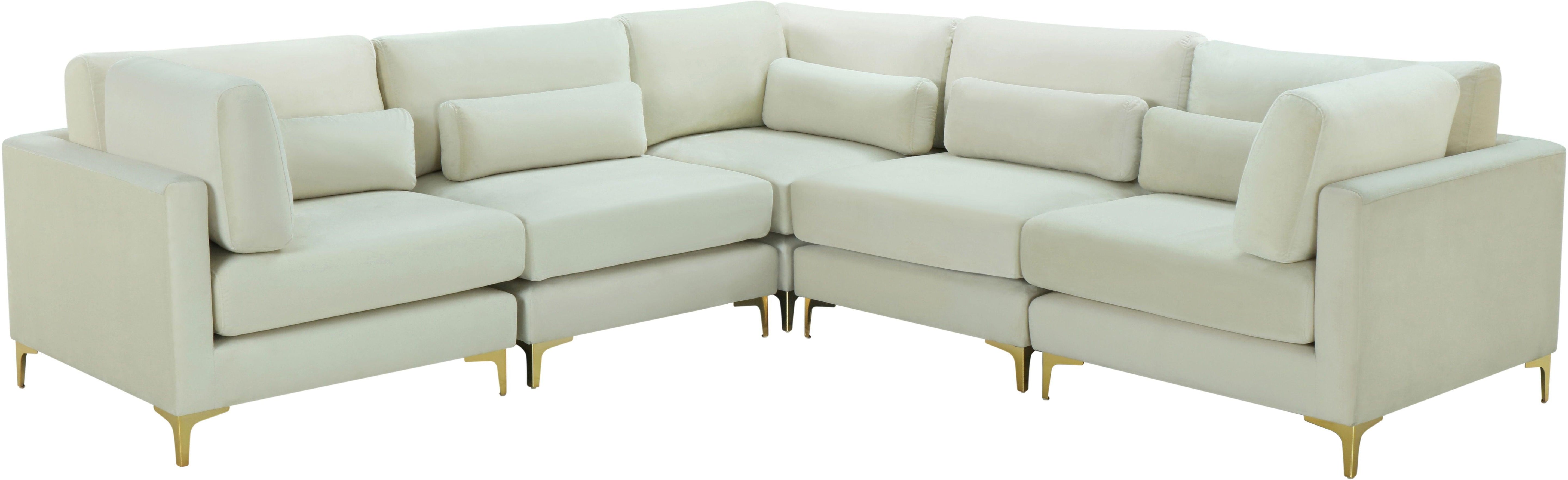 Meridian Furniture - Julia - Modular Sectional - Cream - Fabric - 5th Avenue Furniture