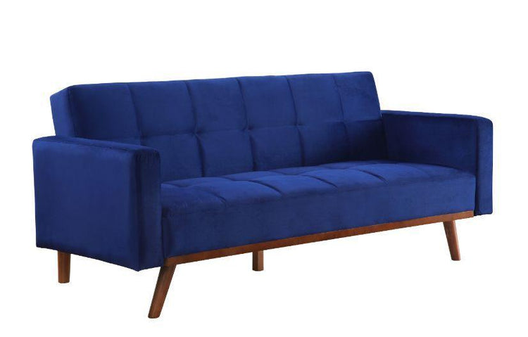 ACME - Tanitha - Futon - Blue Velvet & Natural Finish - 5th Avenue Furniture