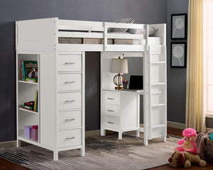 Furniture of America - Cassidy - Twin Loft Bed With Drawers - White - 5th Avenue Furniture