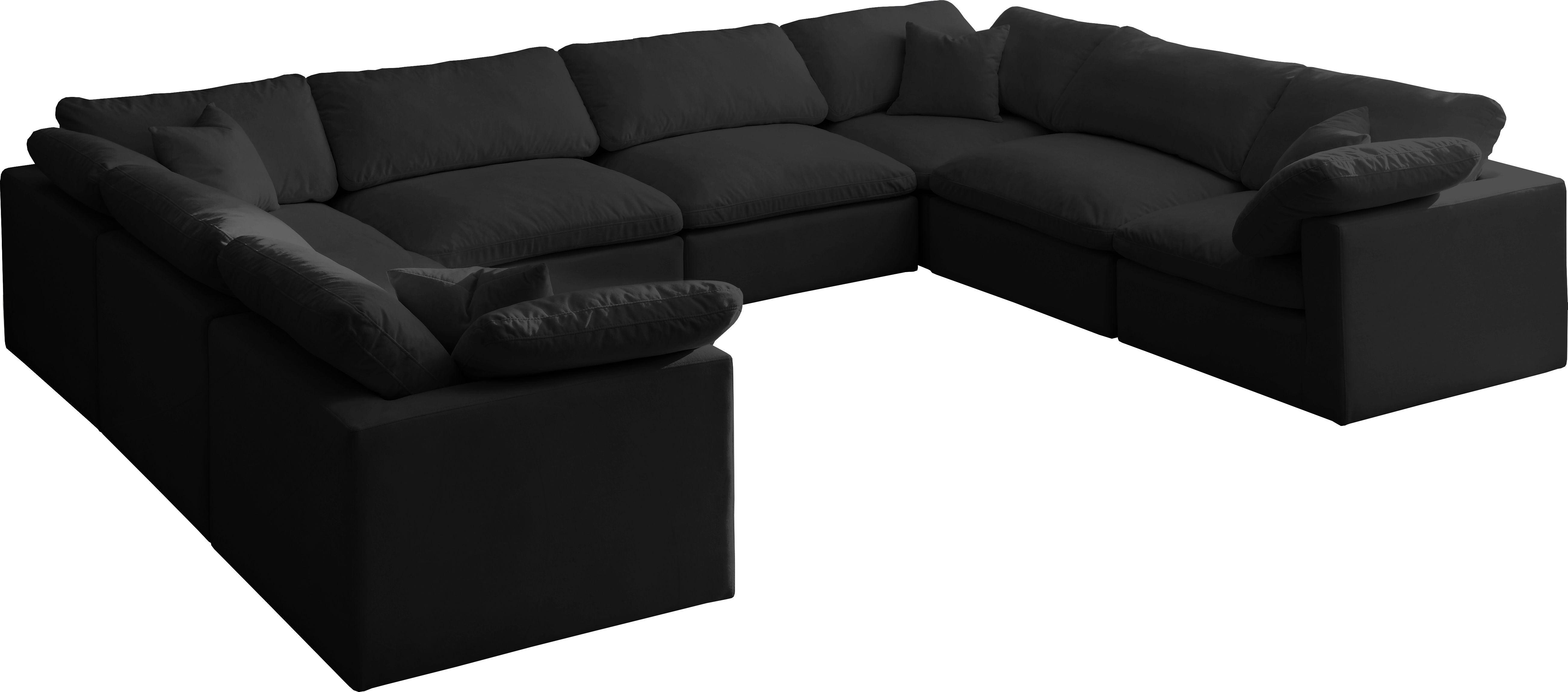 Meridian Furniture - Plush - Velvet Standart Comfort Modular Sectional - Black - Fabric - 5th Avenue Furniture
