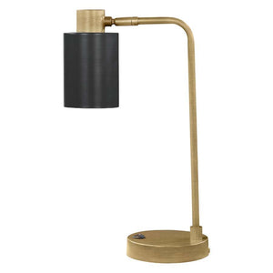 CoasterEssence - Cherise - Adjustable Shade Table Lamp - Antique Brass And Matte Black - 5th Avenue Furniture