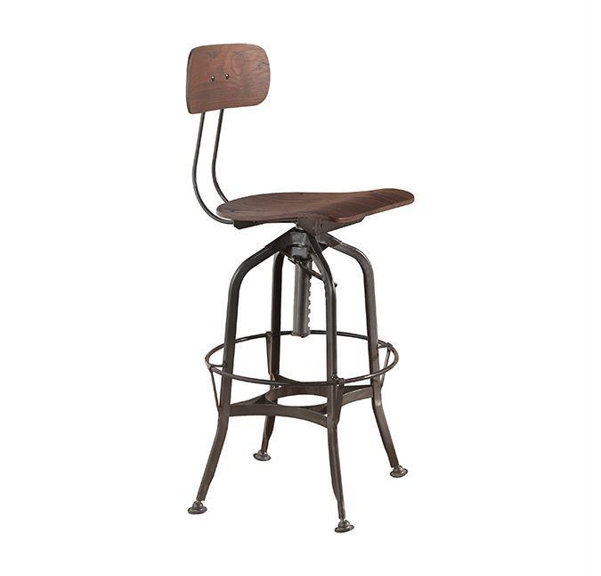 ACME - Kaeso - Stool - Walnut & Gunmetal - 5th Avenue Furniture