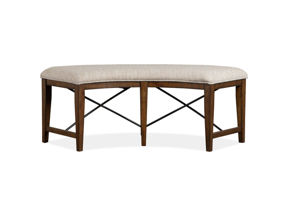 Magnussen Furniture - Bay Creek - Curved Bench With Upholstered Seat - Toasted Nutmeg - 5th Avenue Furniture